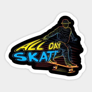 Skateboard Art Design quotes skate board time Sticker